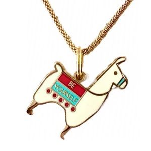 Lama Metal painted necklace.14 K gold over.